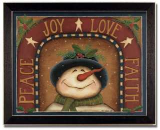 Peace Joy Love Faith Christmas Gift Folk Print Framed  