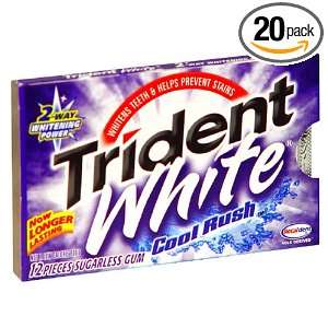 Trident White Cool Rush Sugarless Gum, 12 Piece Multi pack (Pack of 20 