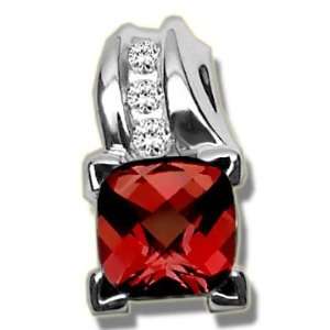  .045ct 6mm Fancy Checkercut Garnet White Jewelry