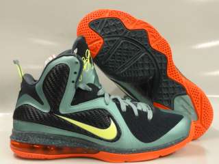 Nike Lebron 9 Cannon Volt Green State Blue Team Orange Sneakers Mens 