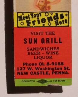   Matchbook Sexy PinUp Sun Grill New Castle PA MB Double Top Feature
