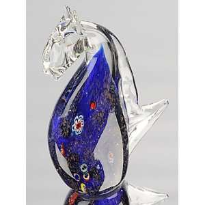  Murano Design Hand Blown Glass Art   Blue Color Kitty 