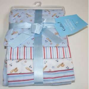   Cudlie Receiving Blankets 4 Pack   Blue/Sports   Blue/Stripe Baby