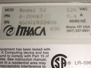 Ithaca Series 50 Model 52 Reciept Printer w/ Cables PN 8 20047  