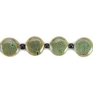 Blue Moon Natural Elegance Ceramic Beads 7 Strand Flat Round Green 