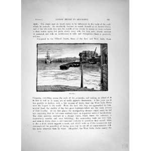  View Millwall Boats River Thames 1885 Cassell Print