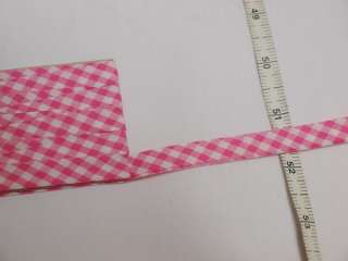 Yards Bias Tape Cotton Fabric Check Pink  
