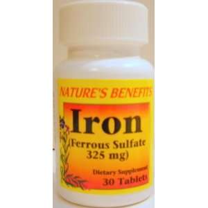  Natures Benefit Iron Tabs 325 MG 30 ct Bottle (Case of 6 