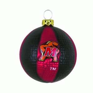 Pack of 2 NCAA Maryland Terrapins Glass Basketball Christmas Ornaments 