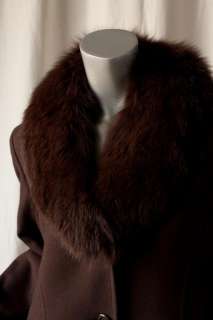 BILL BLASS Long Brown*CASHMERE*Fur Maxi Coat Jacket M  