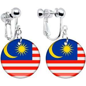  Malaysia Flag Clip on Earrings Jewelry