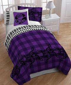 TWIN Girls Teen Purple Black GLEE Comforter Bedding Set  