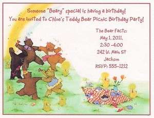 10 Teddy Bear Picnic Birthday Invitations Personalized  