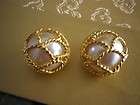 Joan Rivers – Pearl and Gold Rope Post Style Earrings