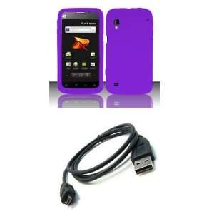 ZTE Warp (Boost Mobile) Premium Combo Pack   Purple Silicone Soft Skin 