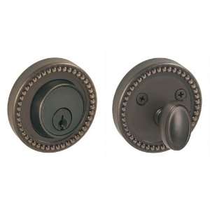   Nickel Beaded Single Cylinder Deadbolt with the Beaded Rose from the