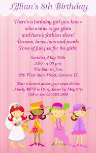 Dress Up Girls Fashion Show Tea Party Invitation CUTE  