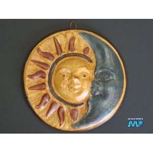  Sun and Moon Theme Red Clay Ceramic 11 Plaque Folk Hangin Wall Art 