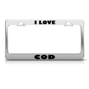  I Love Cod Fish Animal license plate frame Stainless Metal 