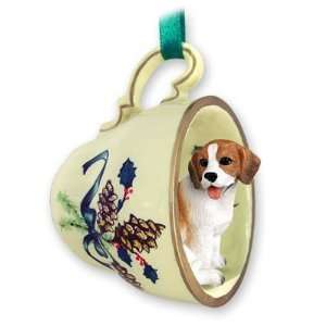 Beagle Green Holiday Tea Cup Dog Ornament