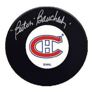  Emile Bouchard autographed Hockey Puck (Montreal Canadiens 