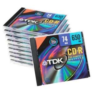  TDK CD R74MGAXS10 CD R, 74 Minute, 650MB, 12X (10 Pack 