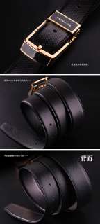 RRP100$ Luxury Mens Black Belts Genuine Leather Golden Pin Buckle 22 