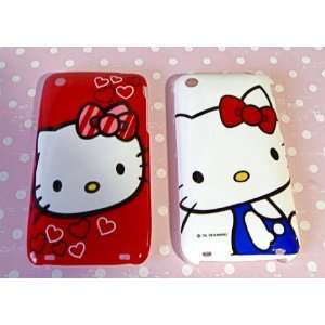 Hello Kitty  set of 2 iPhone 3GS case  Stripe Heart & Classic White 