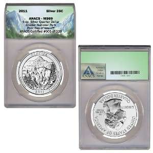  2010 ANACS MS69 Glacier National Park Coin in 5 oz. Silver 