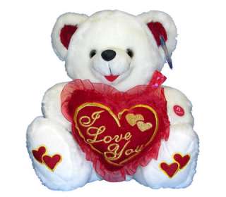   Teddy Bear I Love U Stuffed Animal Plush w Music LIGHT UP Cheeks NEW