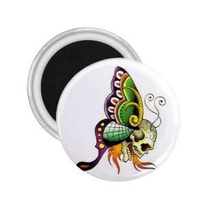  Tattoo Butterfly Skull Art Fridge Souvenir Magnet 2.25 