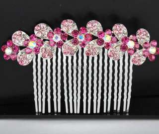 Alluring jewelry multi bloomy flower bridal hair comb pin rhinestone 