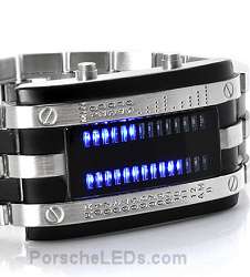 Cyber 02 Blue Binary LED Flash Digital Retro Watch  