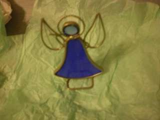 Stained Glass,Blue,Free Standing/Hanging,Angel Ornament  