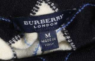 Burberry Blue Argyle Merino Blend Medium Sleeveless Womens Turtleneck 