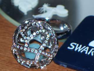 swarovski crystal disco ball ring size 8 58 swan logo new/cert  