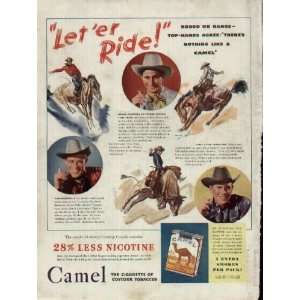   Ace Hank Mills, and Steer riding Champion Gene Rambo.  1942 CAMEL