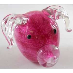  Whimsical Glass Pink Pig Paperweight