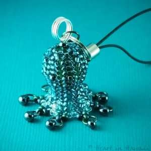  Cute Little Octopus   sparkly teal   beaded octopus charm 