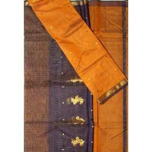  Brown and Purple Tissue Chanderi Suit with Pin Stripes and 