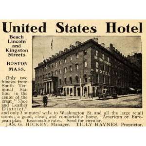  1908 Ad United States Hotel Beach Lincoln & Kingston St 