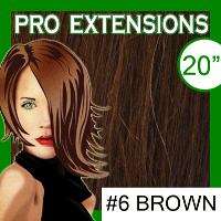 Med Brown Clip on in Hair Extensions 20 Body Wave  