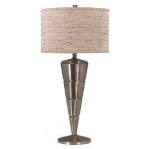    Antique Brass Table Lamp With Tan Textured Shade