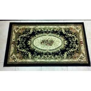  Traditional Area Rug Mat 24 in X 40 in Black Bellagio 