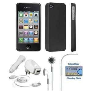 Accessory Kit for apple iPhone 4. Includes Black Polycarbonate Slim 