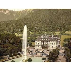 Vintage Travel Poster   Linderhof Castle Upper Bavaria Germany 24 X 18 
