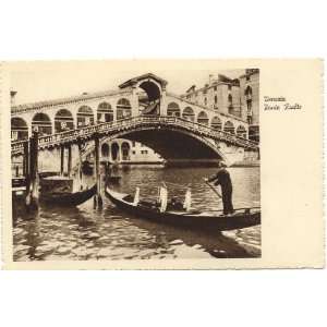   1940s Vintage Postcard Rialto Bridge   Venice Italy 