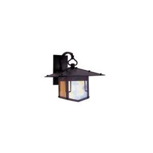  17 GRC RB Pagoda 1 Light Outdoor Wall Light in Rustic Brown with Red 