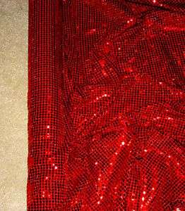 SEQUIN KNIT STRETCH FABRIC RED 56 BY THE YARD  
