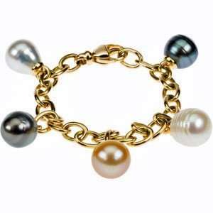   Pearl Charm Bracelet With Multicolored South Sea and Tahitian Cultured